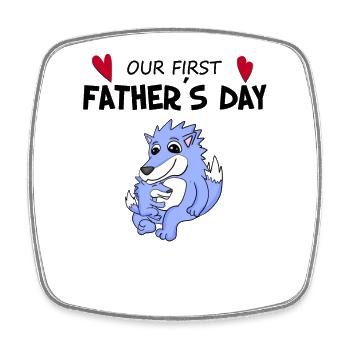 Father's Day Gift - Our First Father's Day - Square fridge magnet - white - Front