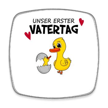 Vatertag Geschenk - Unser erster Vatertag - Viereckiger Kühlschrankmagnet - Weiß - Vorne