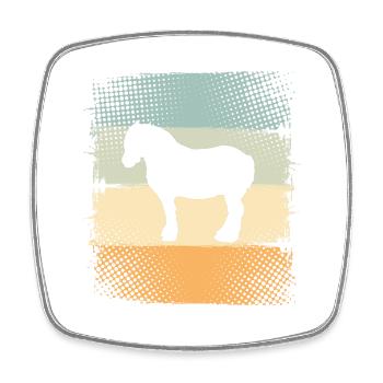 Pferd - Viereckiger Kühlschrankmagnet - Weiß - Vorne