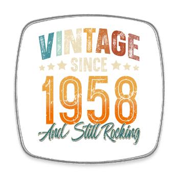 1958 Year of birth Birthday Year of construction Vintage - Square fridge magnet - white - Front