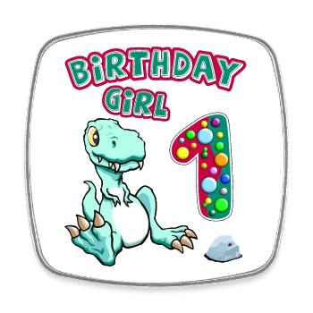 Funny dinosaurs for children's birthday parties and babies - Square fridge magnet - white - Front