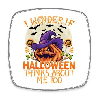 Ich Frage Mich Ob Halloween an Mich Denkt - Viereckiger Kühlschrankmagnet - Weiß - Vorne