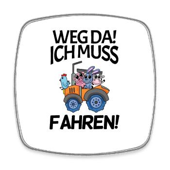 Traktor Trecker Spruch - Viereckiger Kühlschrankmagnet - Weiß - Vorne