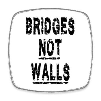 Bridges not Walls Demonstration Demo - Square fridge magnet - white - Front