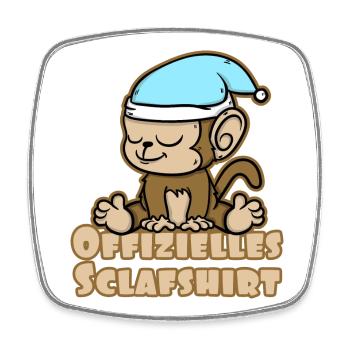 Offizielles Schlafshirt süßes Äffchen - Viereckiger Kühlschrankmagnet - Weiß - Vorne