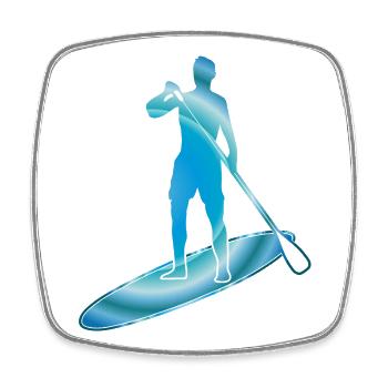 Stand up paddling - Man with board in watercolors - Square fridge magnet - white - Front