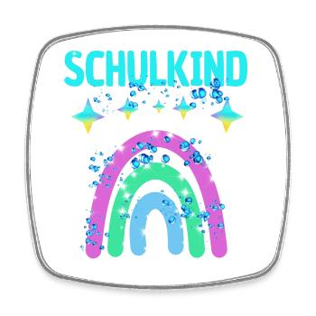 Schulkind Glitzer Regenbogen Einschulung - Viereckiger Kühlschrankmagnet - Weiß - Vorne