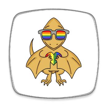 LGBT Tier Dinosaurier Regenbogen Herz - Viereckiger Kühlschrankmagnet - Weiß - Vorne