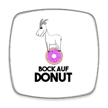 Bock auf Donut - Ziege Ziegenbock - Viereckiger Kühlschrankmagnet - Weiß - Vorne