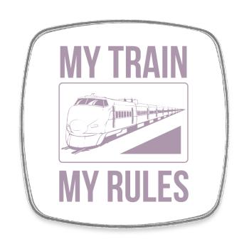 Le conducteur de train dit mon train mes règles - Magnet carré - blanc - Devant