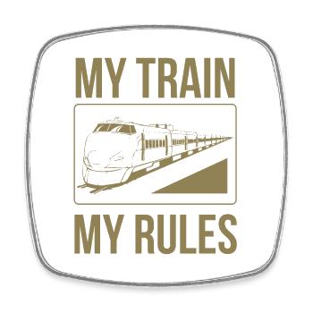 Le conducteur de train dit mon train mes règles - Magnet carré - blanc - Devant