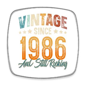 1986 Year of birth Birthday Year of construction Vintage - Square fridge magnet - white - Front
