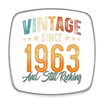 1963 Geburtsjahr Geburtstag Baujahr Vintage - Viereckiger Kühlschrankmagnet - Weiß - Vorne