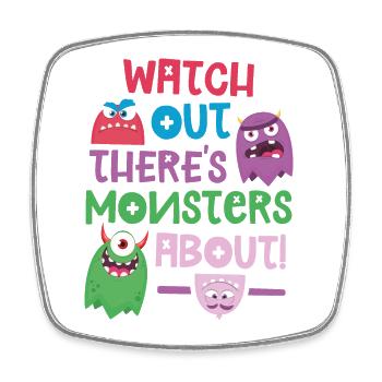Pass auf, es gibt Monster über - Viereckiger Kühlschrankmagnet - Weiß - Vorne