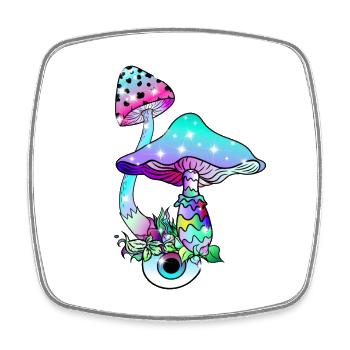 Magic Mushrooms Neon Zauber Pilze Psychedelic - Viereckiger Kühlschrankmagnet - Weiß - Vorne
