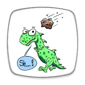 Dino mit Meteorit - Viereckiger Kühlschrankmagnet - Weiß - Vorne