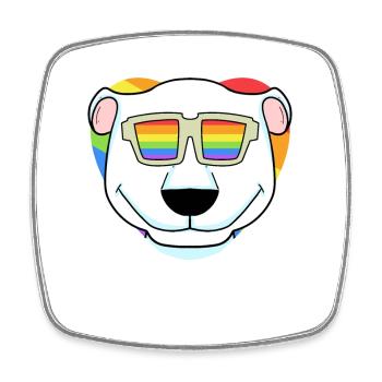 LGBT Tier Eisbär Regenbogen Herz - Viereckiger Kühlschrankmagnet - Weiß - Vorne
