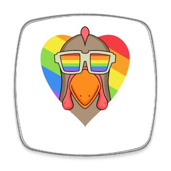LGBT Tier Huhn Regenbogen Herz - Viereckiger Kühlschrankmagnet - Weiß - Vorne