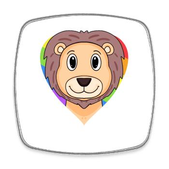 LGBT Animal Lion Rainbow Heart - Square fridge magnet - white - Front