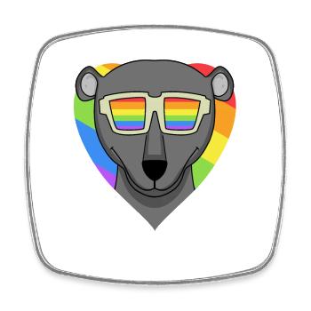 LGBT Tier Schwarzer Panther Regenbogen Herz - Viereckiger Kühlschrankmagnet - Weiß - Vorne