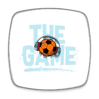 Game Beats: Fußball mit Kopfhörern - Viereckiger Kühlschrankmagnet - Weiß - Vorne