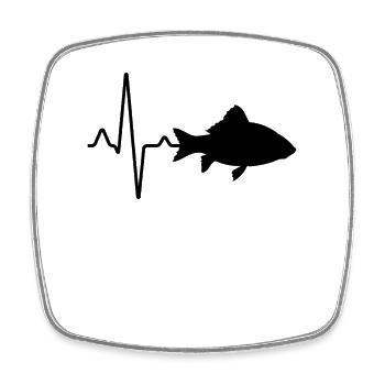 Fish Heartbeat - Square fridge magnet - white - Front