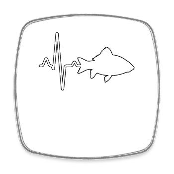 Fish Heartbeat - Square fridge magnet - white - Front