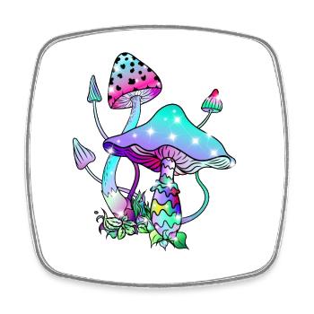 Champignons magiques art psychédélique des champignons - Magnet carré - blanc - Devant