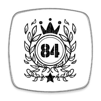84 - Born year Year of birth 1984 - Square fridge magnet - white - Front