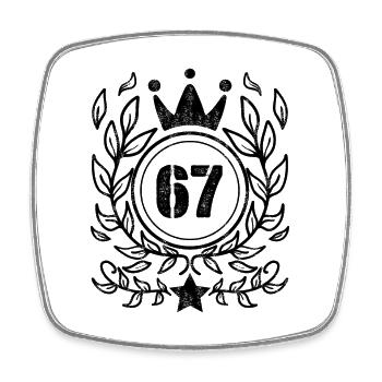 67 - Jahrgang Jahr Geburtsjahr 1967 - Viereckiger Kühlschrankmagnet - Weiß - Vorne