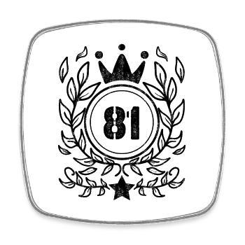 81 - Jahrgang Jahr Geburtsjahr 1981 - Viereckiger Kühlschrankmagnet - Weiß - Vorne