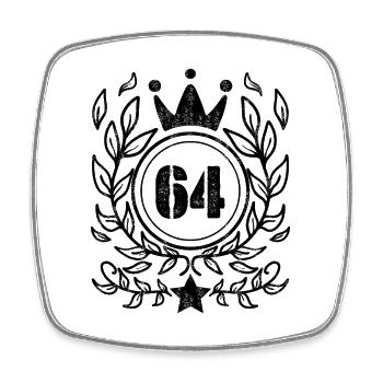 64 - Born year Year of birth 1964 - Square fridge magnet - white - Front