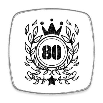 80 - Born year Year of birth 1980 - Square fridge magnet - white - Front