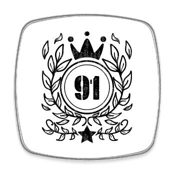 91 - 1991 - Viereckiger Kühlschrankmagnet - Weiß - Vorne