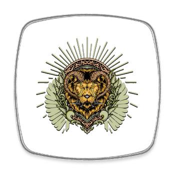 Impressionnant lion à cornes - Magnet carré - blanc - Devant