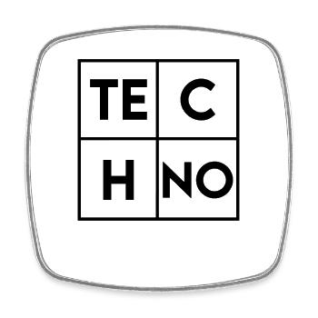 Techno - Magnet carré - blanc - Devant