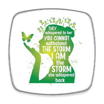 Mental Health Green Butterfly - Square fridge magnet - white - Front