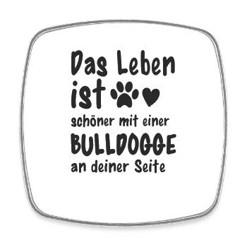 Bulldogge Hund Hundehalter - Viereckiger Kühlschrankmagnet - Weiß - Vorne
