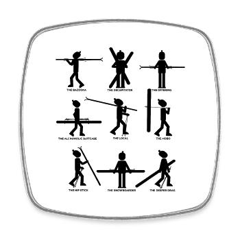 9 types of skiers - Square fridge magnet - white - Front