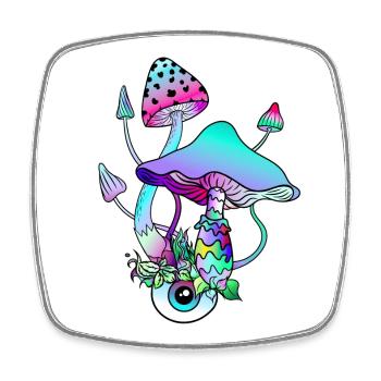 Magic Mushrooms Psychedelic Art - Square fridge magnet - white - Front