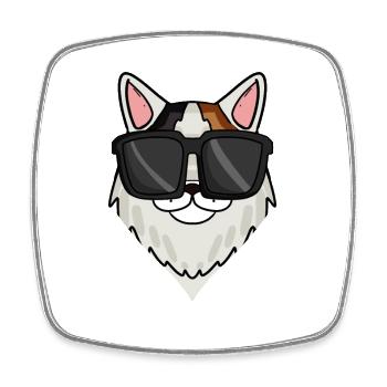 Turkish Van Cat with Sunglasses - Square fridge magnet - white - Front