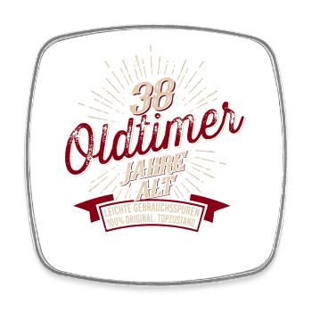 38. Geburtstag Oldtimer - Viereckiger Kühlschrankmagnet - Weiß - Vorne