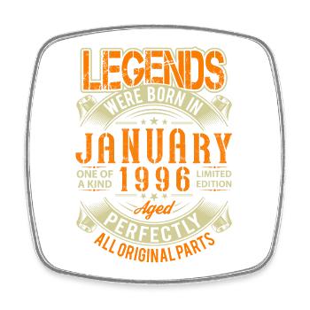 1996 January Birthday Legend - Square fridge magnet - white - Front