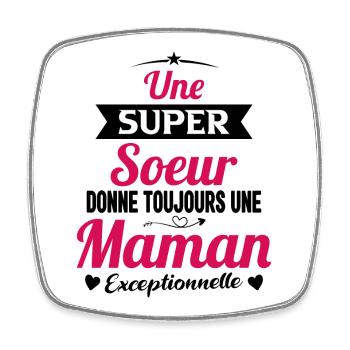 Super soeur cadeau drôle future maman - Magnet carré - blanc - Devant