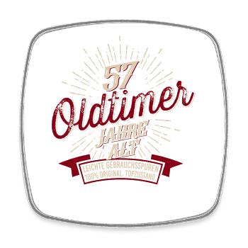 57. Geburtstag Oldtimer - Viereckiger Kühlschrankmagnet - Weiß - Vorne