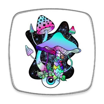 Magic Mushroom Eye Psychedelic Mushroom Art - Square fridge magnet - white - Front