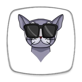 British Shorthair Cat with Sunglasses - Square fridge magnet - white - Front