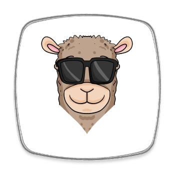 Cooles Lama mit Sonnenbrille - Viereckiger Kühlschrankmagnet - Weiß - Vorne