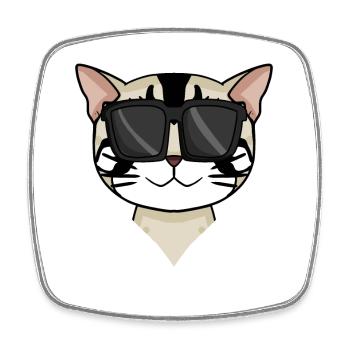 American Shorthair Cat avec lunettes de soleil - Magnet carré - blanc - Devant