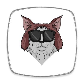 Maine-Coon Cat with Sunglasses - Square fridge magnet - white - Front